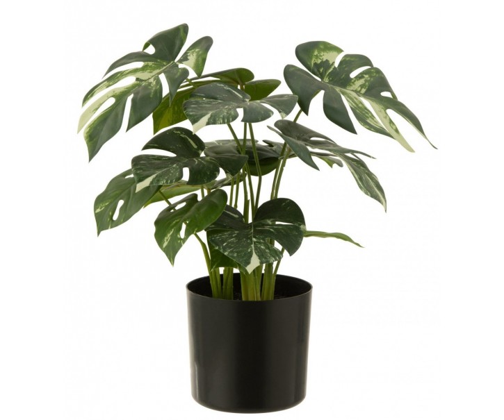 Umělá monstera v květináči zelená – 12,5*11,5*43 cm J-Line by Jolipa