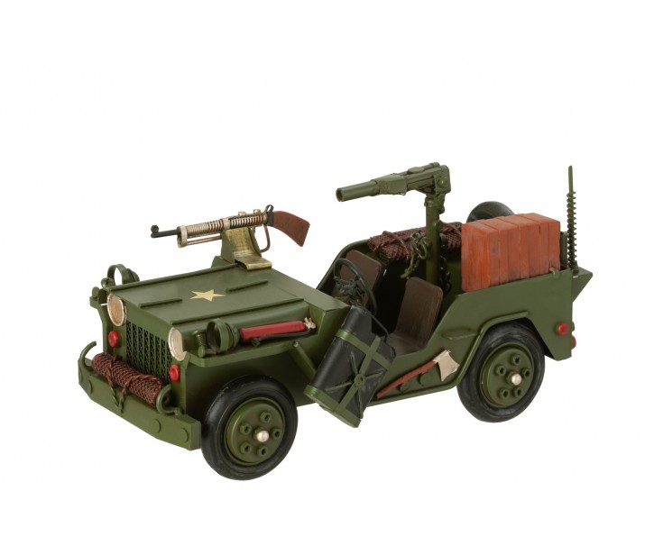 Kovový retro model vojenský Jeep Willys – 26*13*13,5 cm J-Line by Jolipa