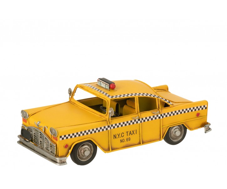 Kovový žlutý retro model americké N.Y.C. Taxi – 28*12,5*11 cm J-Line by Jolipa