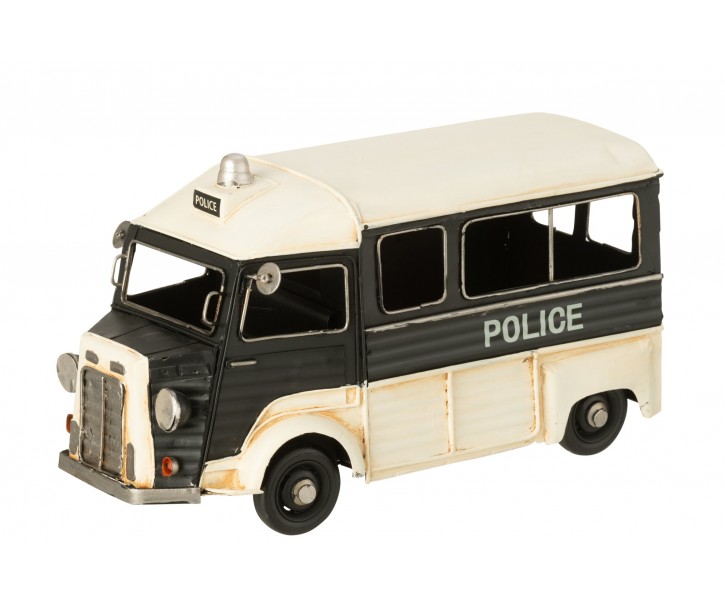 Černý kovový retro model policejní autobus Police – 28*14*16 cm J-Line by Jolipa