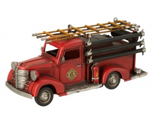 Červený retro kovový model hasičský vůz – 31*12*14 cm