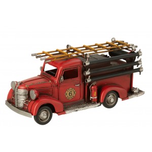 Červený retro kovový model hasičský vůz – 31*12*14 cm