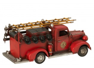 Červený retro kovový model hasičský vůz – 31*12*14 cm