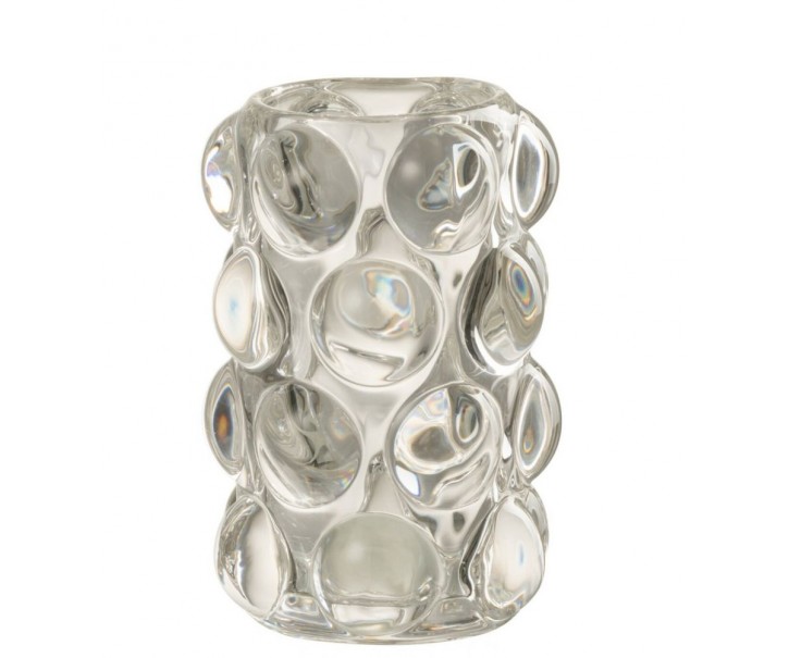 Skleněný svícen Bollie průhledný – 8*8*12 cm J-Line by Jolipa