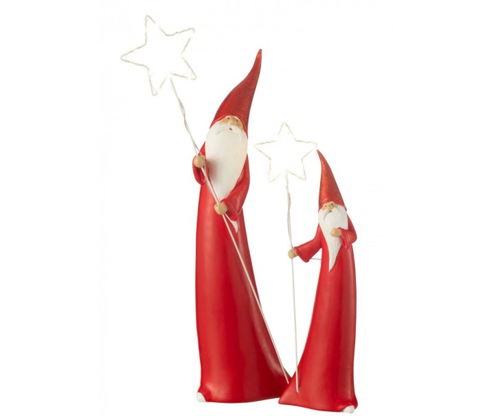 Sada 2 kusů Santa s vánoční LED hvězdou – 14*9*51/ 10*6*37 cm J-Line by Jolipa