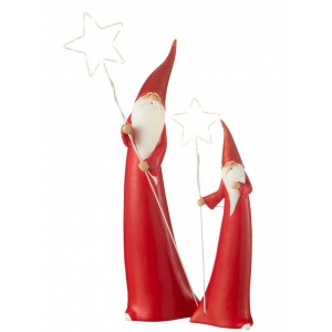 Sada 2 kusů Santa s vánoční LED hvězdou – 14*9*51/ 10*6*37 cm