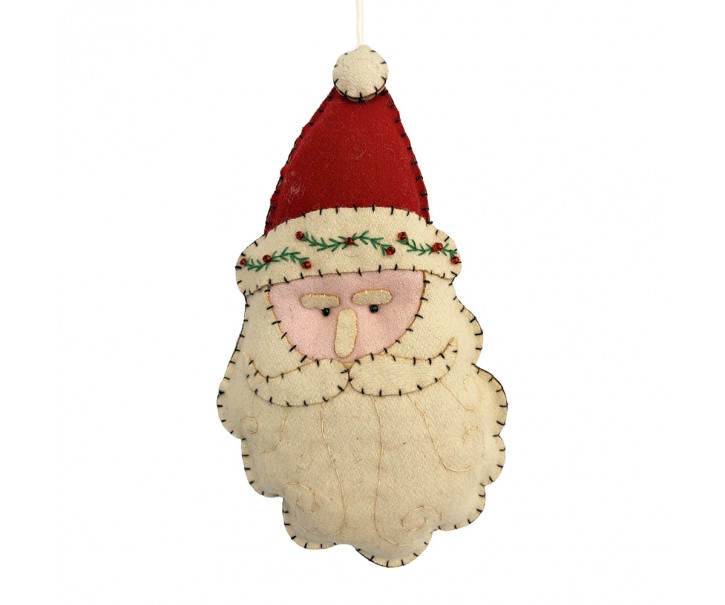 Vánoční dekorace Santa Claus z bílého filcu – 11*2*21 cm Clayre & Eef