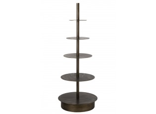 Mosazný antik kovový regál/ etažér Rack Iron Brass – 70*70*180 cm