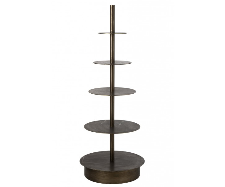 Mosazný antik kovový regál/ etažér Rack Iron Brass – 70*70*180 cm J-Line by Jolipa