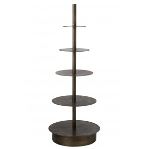 Mosazný antik kovový regál/ etažér Rack Iron Brass – 70*70*180 cm