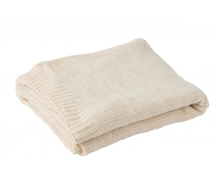 Přehoz z chenille polyesteru ecru – 130*170*1 cm J-Line by Jolipa