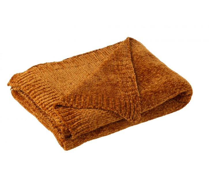 Rezavý žinylkový pléd Chenill Rust – 130*170*1 cm J-Line by Jolipa