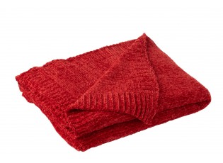 Červený žinylkový pléd Chenill Red – 130*170*1 cm