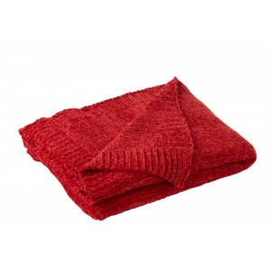 Červený žinylkový pléd Chenill Red – 130*170*1 cm