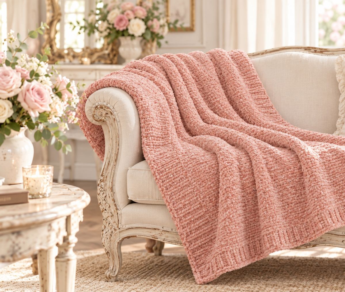 Růžový žinylkový pléd Chenill Rose – 130*170*1 cm J-Line by Jolipa Růžový žinylkový pléd Chenill Rose – 130*170*1 cm J-Line by Jolipa