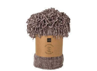 Hnědý žinylkový pléd s třásněmi Chenill Fringe Brown – 130*170*1 cm