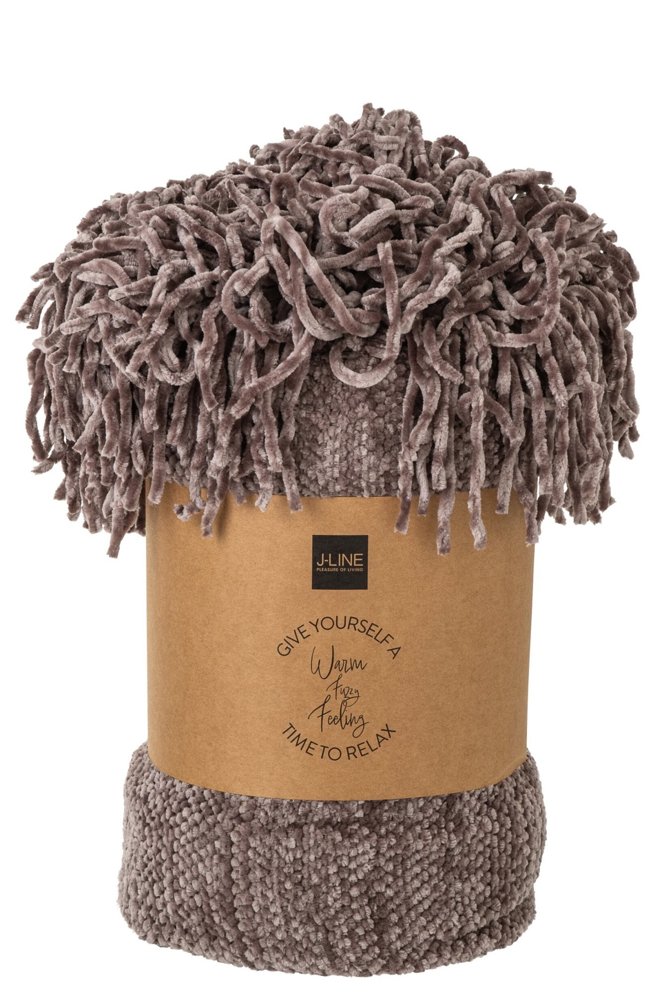 Hnědý žinylkový pléd s třásněmi Chenill Fringe Brown – 130*170*1 cm J-Line by Jolipa Hnědý žinylkový pléd s třásněmi Chenill Fringe Brown – 130*170*1 cm J-Line by Jolipa