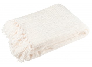 Bílý žinylkový pléd s třásněmi Chenill Fringe White – 130*170*1 cm