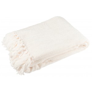 Bílý žinylkový pléd s třásněmi Chenill Fringe White – 130*170*1 cm