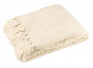 Béžový žinylkový pléd s třásněmi Chenill Fringe Beige – 130*170*1 cm