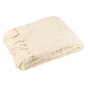 Béžový žinylkový pléd s třásněmi Chenill Fringe Beige – 130*170*1 cm