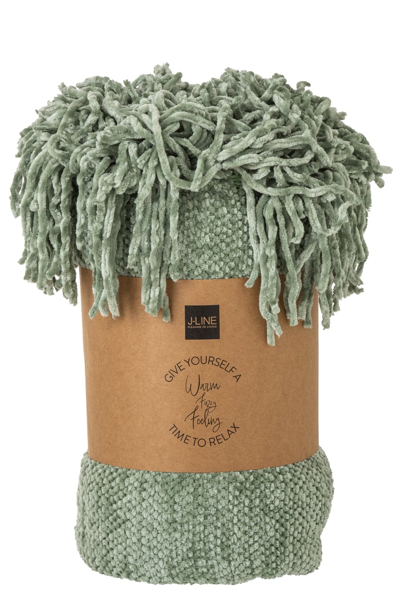 Zelený žinylkový pléd s třásněmi Chenill Fringe Moss – 130*170*1 cm J-Line by Jolipa Zelený žinylkový pléd s třásněmi Chenill Fringe Moss – 130*170*1 cm J-Line by Jolipa
