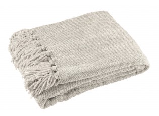 Šedý žinylkový pléd s třásněmi Chenill Fringe Grey – 130*170*1 cm