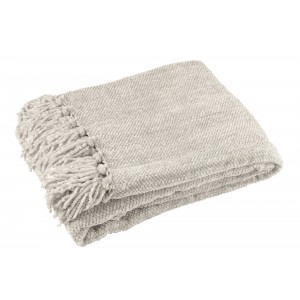 Šedý žinylkový pléd s třásněmi Chenill Fringe Grey – 130*170*1 cm