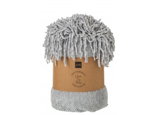 Šedý žinylkový pléd s třásněmi Chenill Fringe Grey – 130*170*1 cm