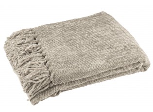 Šedozelený žinylkový pléd s třásněmi Chenill Fringe Grey Moss – 130*170*1 cm