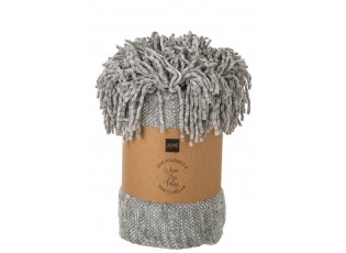 Šedozelený žinylkový pléd s třásněmi Chenill Fringe Grey Moss – 130*170*1 cm