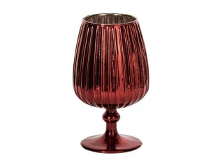 Červený skleněný svícen na nožce Chrome Red – Ø 9*14 cm