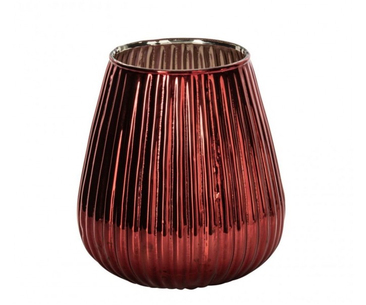 Červený skleněný svícen Chrome Red – 13,5*13,5*15 cm J-Line by Jolipa