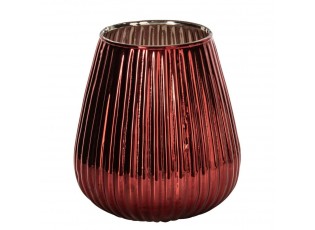 Veliký červený skleněný vroubkovaný svícen Chrome Red XL – Ø 21*26 cm