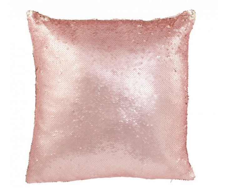 Oboustranný polštář s flitry růžovo-šampaňský – 45*45*15 cm J-Line by Jolipa
