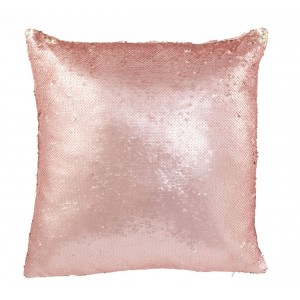 Luxusní oboustranný flitrový polštář Růžovo-šampaňský – 45*45*15 cm