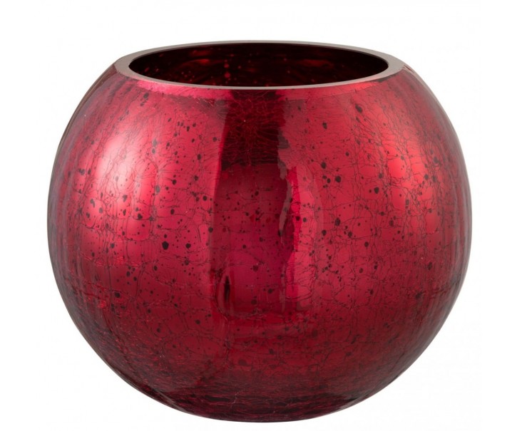 Veliký červený skleněný Ball Crackle XL – Ø 20*15,5 cm J-Line by Jolipa