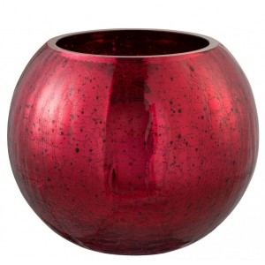 Veliký červený skleněný Ball Craquelure XL – Ø 20*15,5 cm