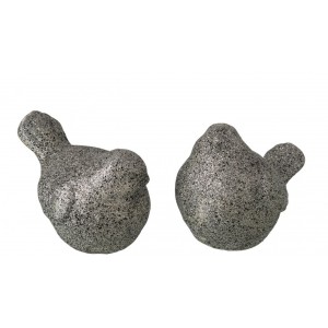 Sada 2 stříbrných keramických ptáčků s glitry Bird Glitter – 13*9*10,5 cm
