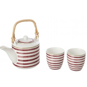 Sada konvička a 2 hrníčky Burgundy & Olive – 16*11,5*12 cm / 600ml