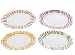 Sada 4 kameninových dezertních talířů Burgundy & Olive – Ø 20*2 cm