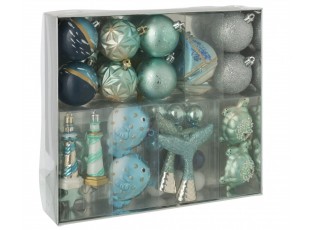 Krabička vánočních ozdob v modro-stříbrném provedení J-line – 30*26*6 cm