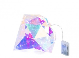 Kouzelná LED dekorace ve tvaru diamantu Duhová stříbrná J-line – 25*25*30 cm
