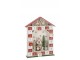 Červený dřevěný LED adventní kalendář House J-line – 31*7*40 cm J-Line by Jolipa