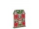 Červený dřevěný LED adventní kalendář House J-line – 25,5*6,5*34,5 cm J-Line by Jolipa