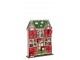 Červený dřevěný LED adventní kalendář House J-line – 25,5*6,5*34,5 cm J-Line by Jolipa