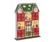 Červený dřevěný LED adventní kalendář House J-line – 25,5*6,5*34,5 cm J-Line by Jolipa