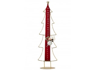Kovový LED adventní kalendář Vánoční strom červená/ zlatá – 23*12*78,5 cm