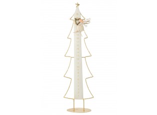 Kovový LED adventní kalendář Vánoční strom bílá / zlatá – 23*12*78,5 cm