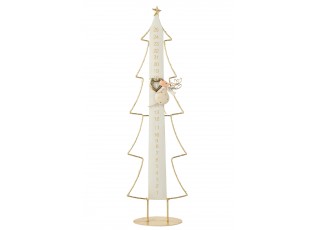Kovový LED adventní kalendář Vánoční strom bílá / zlatá – 23*12*78,5 cm